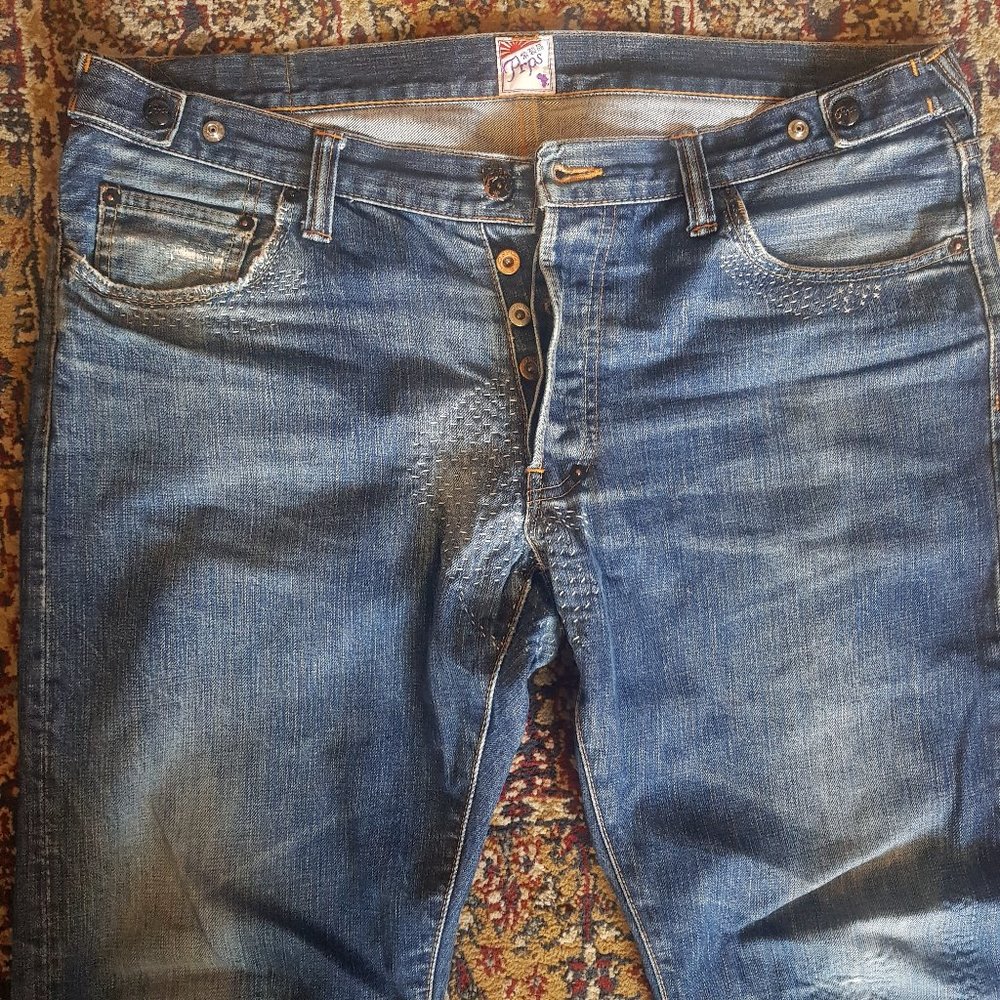 SOLD 🌈 Authentic Vintage PRPS Sashiko Straight Jeans, Made in Japan - Picture 2 of 7